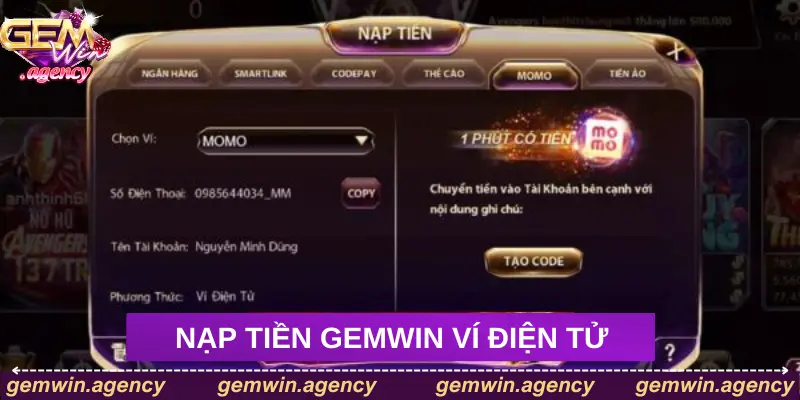Quy trình nạp bằng ví điện tử chi tiết Quy trình nạp bằng ví điện tử chi tiết